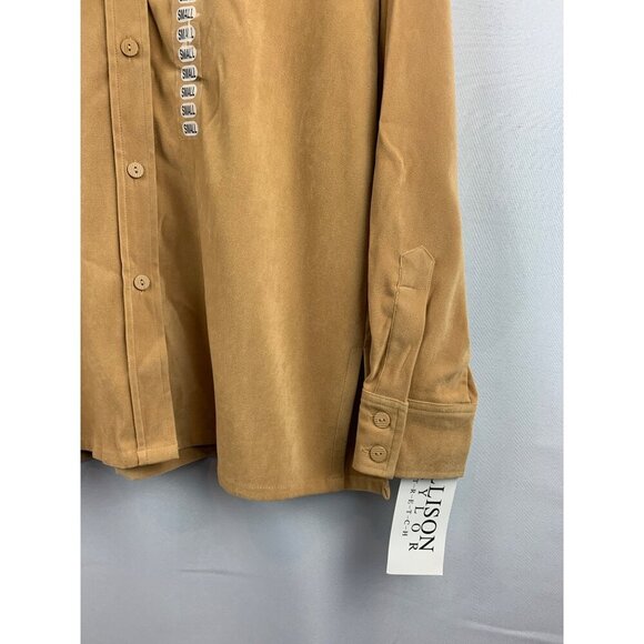 Allison Taylor Stretch Button-Up Shirt Medium Chamois Polyester Spandex - Picture 3 of 5